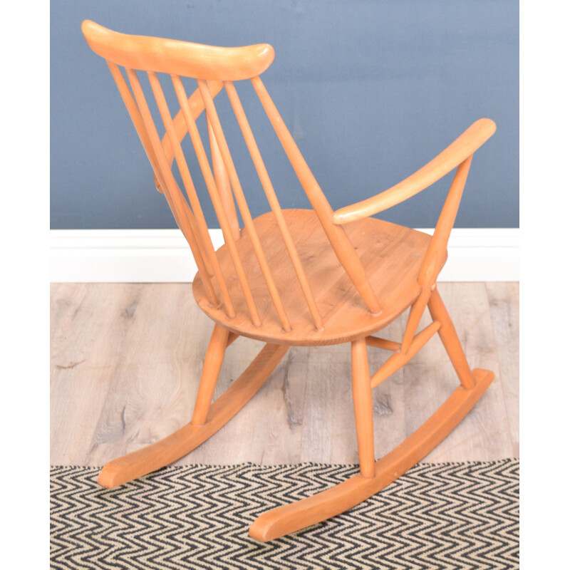 Vintage Ercol 435 Goldsmiths Rocking Chair Blonde Elm 1965