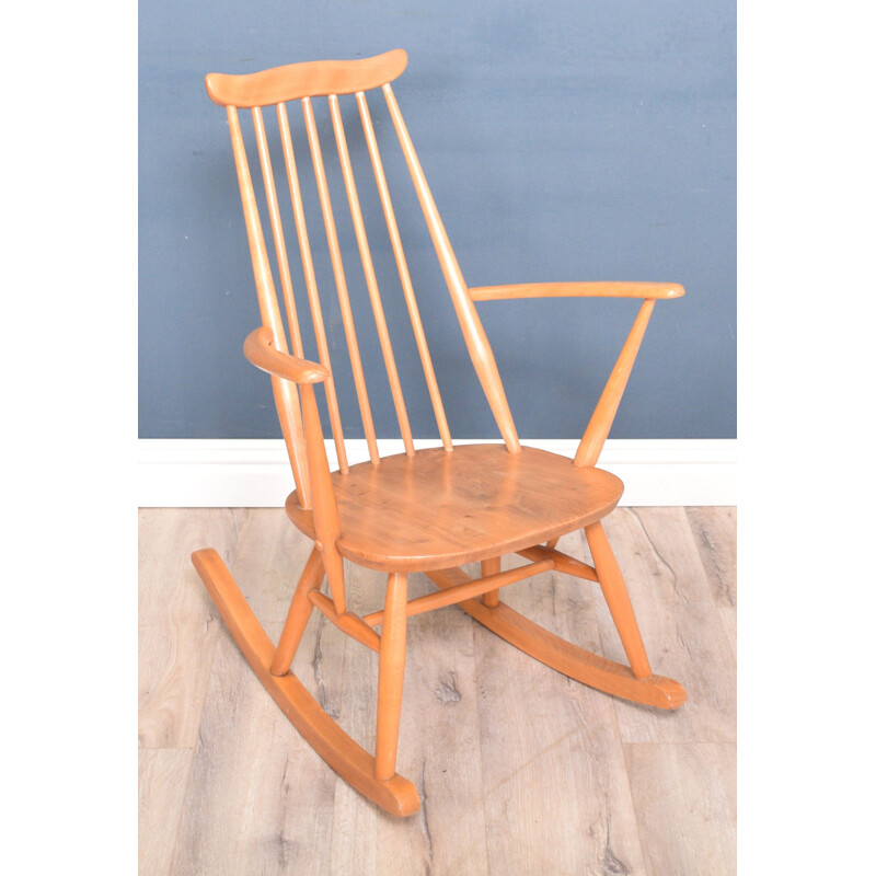 Vintage Ercol 435 Goldsmiths Rocking Chair Blonde Elm 1965