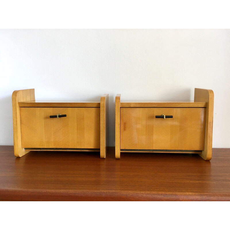 Pair of  vintage wall bedside tables 1950's