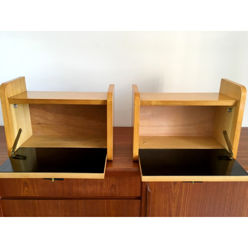 Pair of  vintage wall bedside tables 1950's