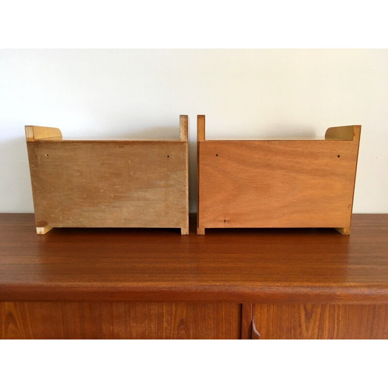 Pair of  vintage wall bedside tables 1950's