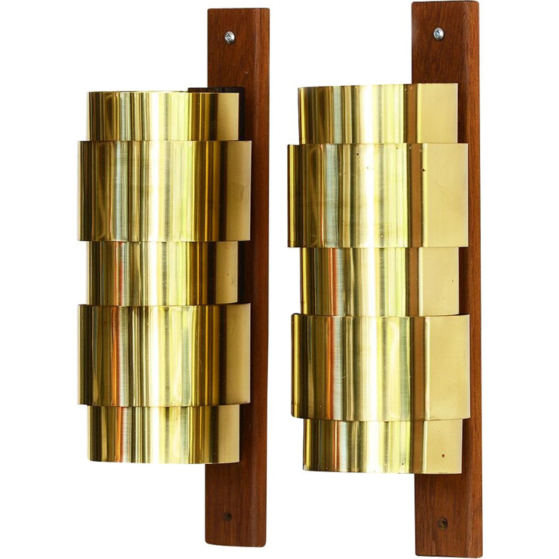 Vintage Brass wall sconces by Hans-Agne Jakobsson for H-A Jakobson Markary AB. Sweden 1960s