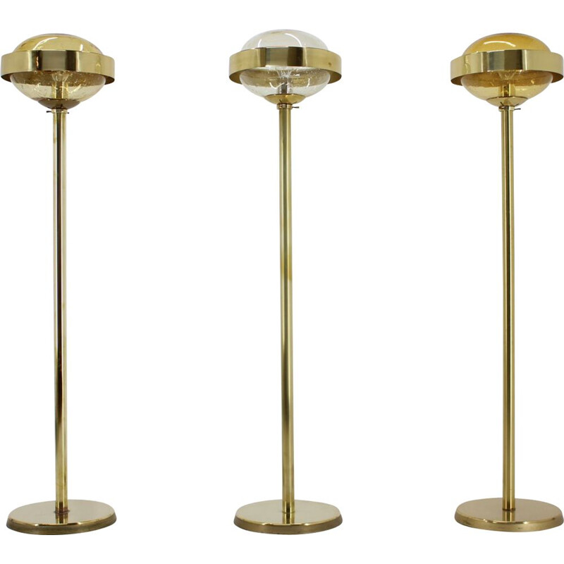 Set of 3 vintage Preciosa Gold Floor Lamp, Czechoslovakia