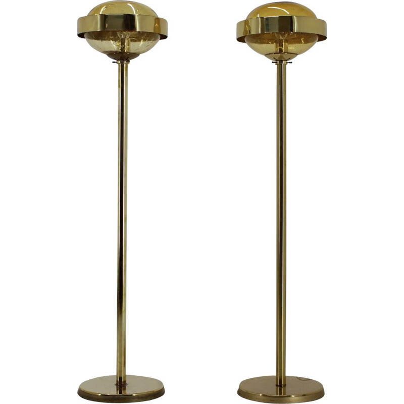 Pair of vintage Preciosa Gold Floor Lamp, Czechoslovakia