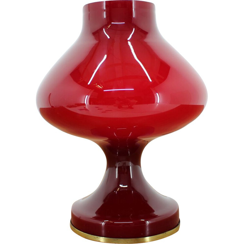 Vintage Red Allglass Table Lamp by Stefan Tabery, 1960s