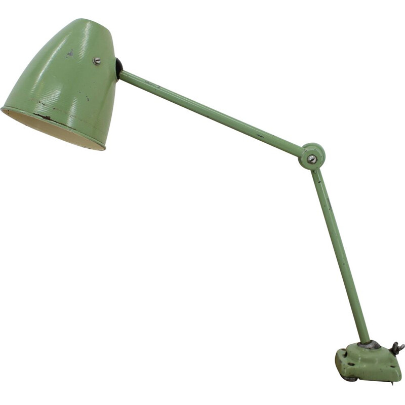 Lampe de table vintage industrielle en métal ajustable et patinée, 1950