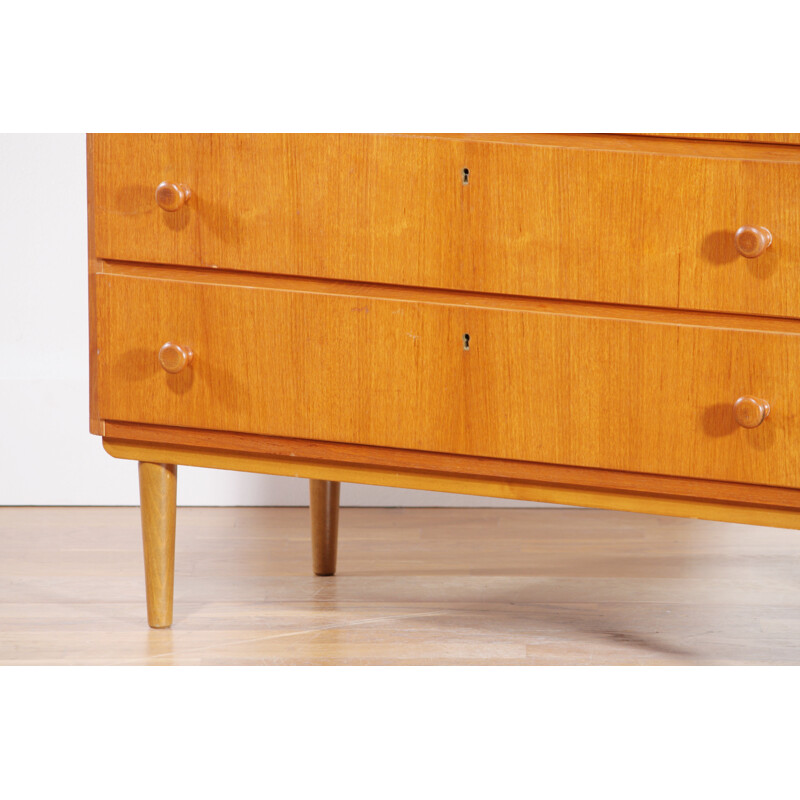 Swedish teak chest of drawers with 6 drawers - 1950s