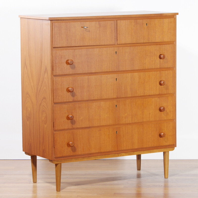 Swedish teak chest of drawers with 6 drawers - 1950s