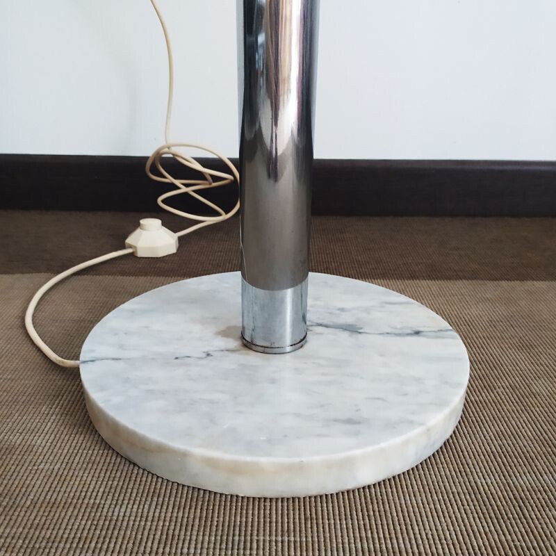 Lámpara de pie vintage de Toni Zuccheri para Mazzega con cristal de Murano y base de mármol 1970
