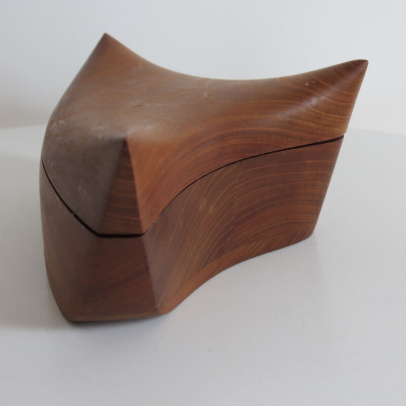 Vintage Sculptural Hand Made Teak Pot Polak Prague Czech Republic 1970s