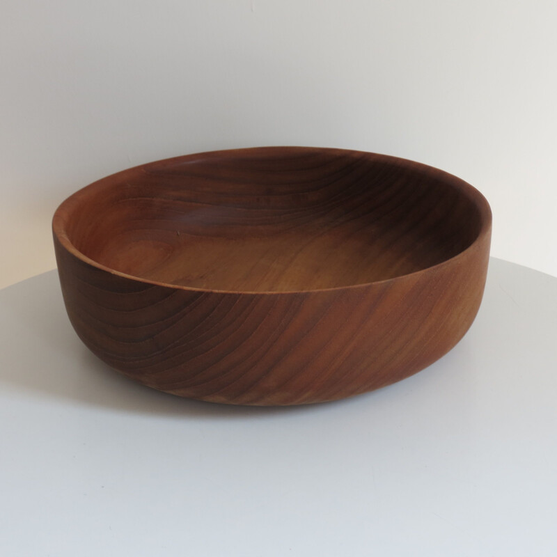 Large vintage Teak Handmade Wooden Bowl By Galatix England 1970s