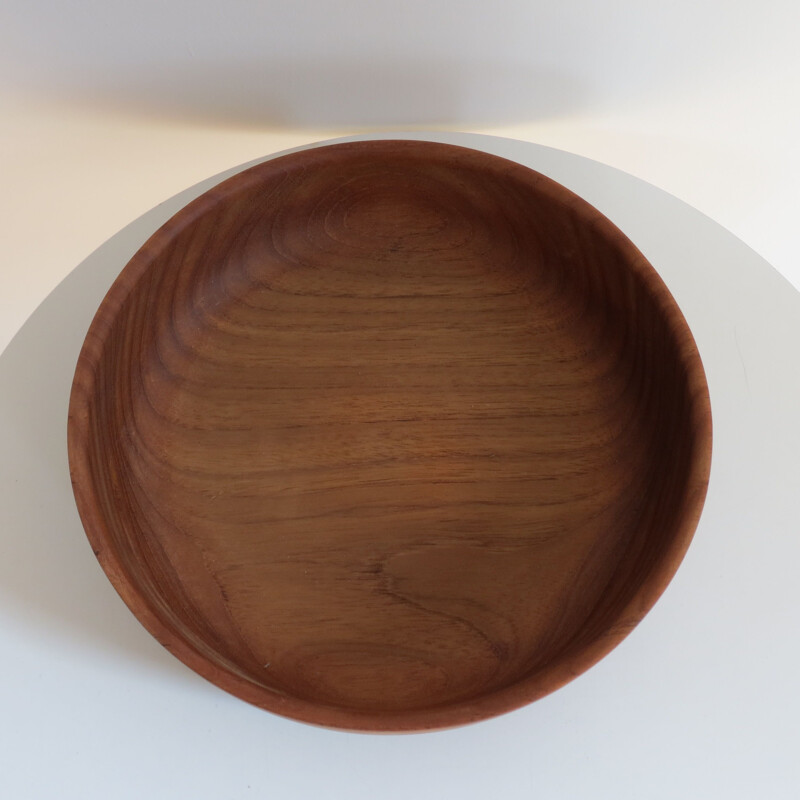 Large vintage Teak Handmade Wooden Bowl By Galatix England 1970s