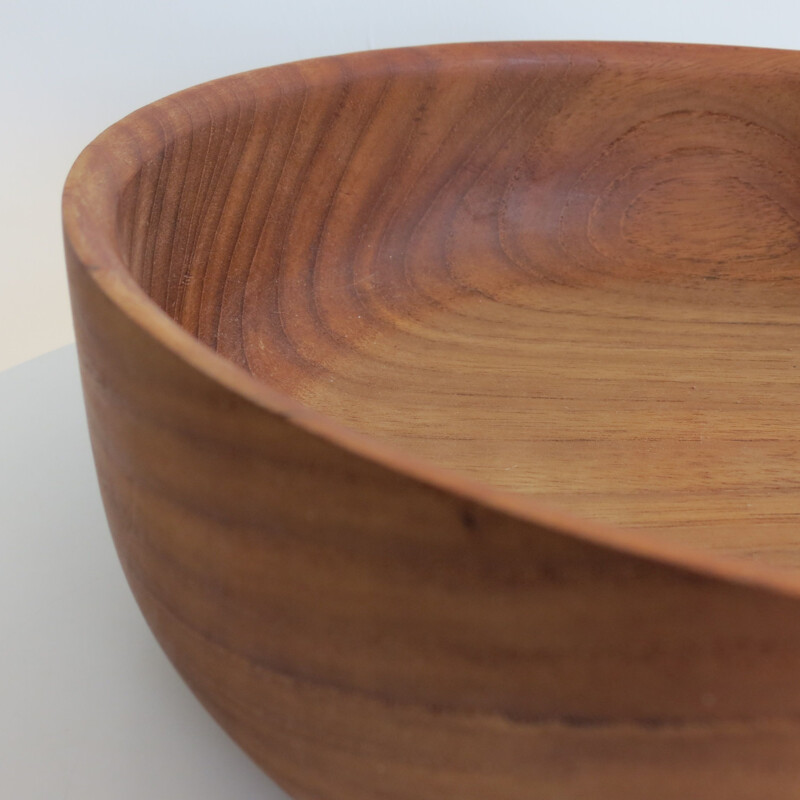 Large vintage Teak Handmade Wooden Bowl By Galatix England 1970s