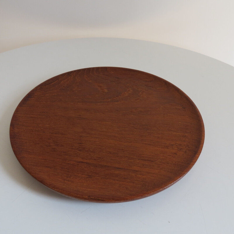 Set of 4 Vintage Teak Plates By Galatix England Burma Teak Handmade 1960s