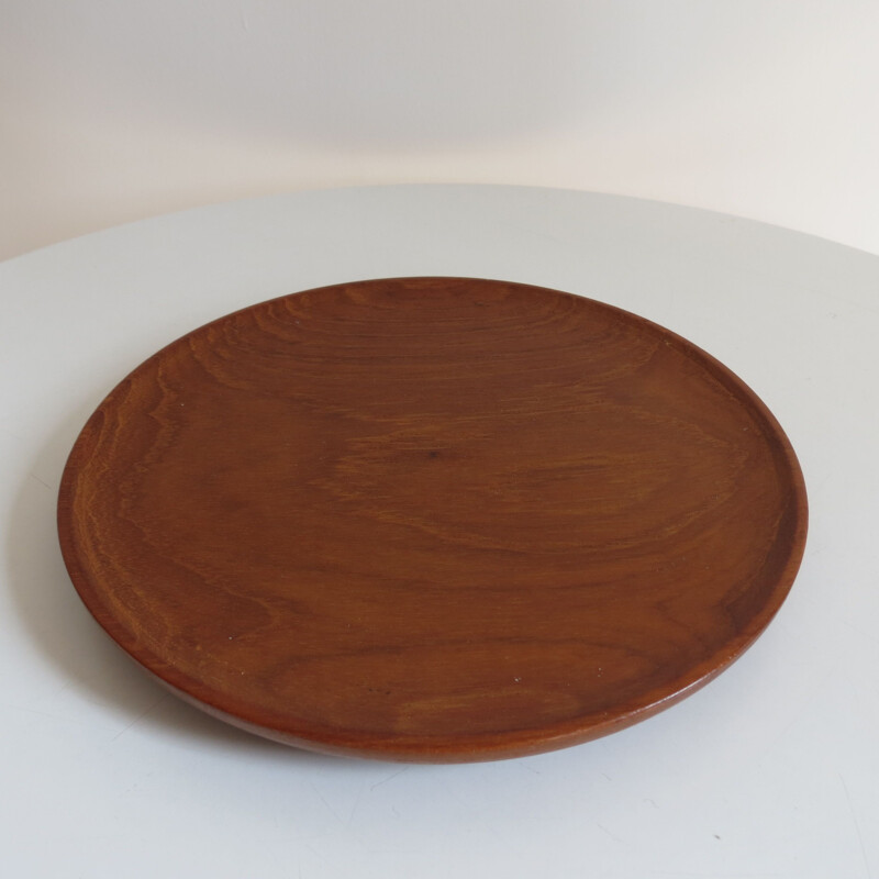 Set of 4 Vintage Teak Plates By Galatix England Burma Teak Handmade 1960s