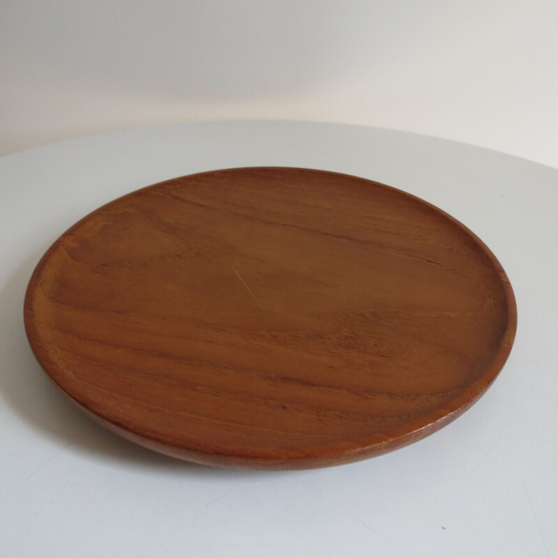 Set of 4 Vintage Teak Plates By Galatix England Burma Teak Handmade 1960s