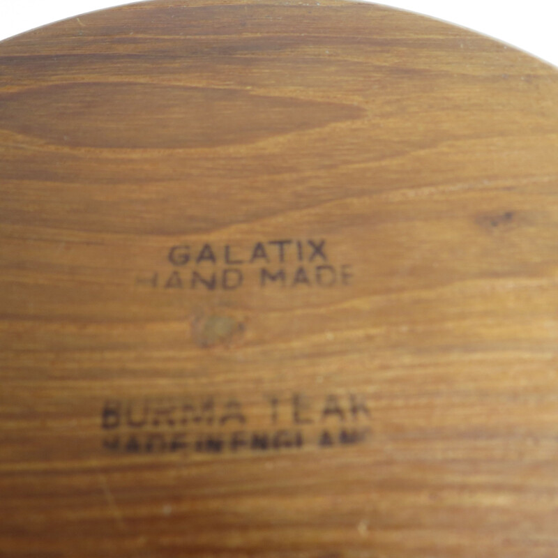Lot de 4 assiettes vintage en teck de Galatix England Burma fait à la main 1960