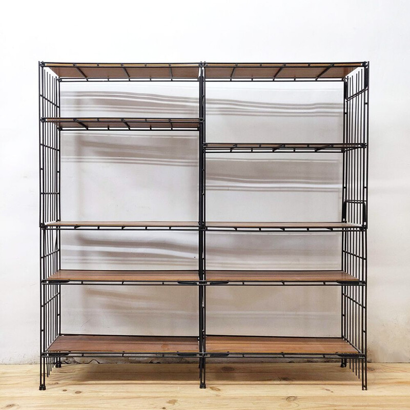 Vintage Multistrux Iron Modular Shelving Unit par Multimueble, Espagne, années 1960