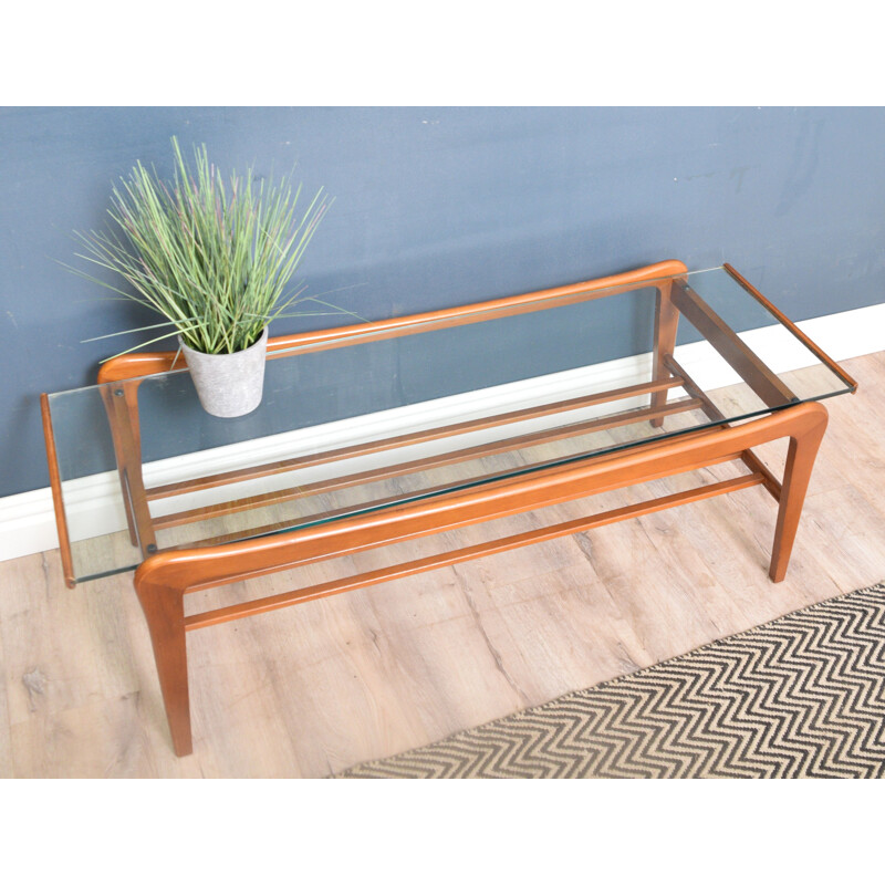 Vintage Teak & Glass Danish Style Coffee Table 1950