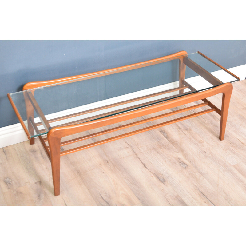 Vintage Teak & Glass Danish Style Coffee Table 1950