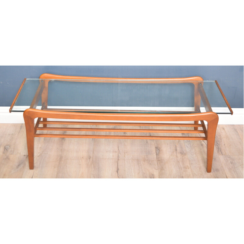 Vintage Teak & Glass Danish Style Coffee Table 1950