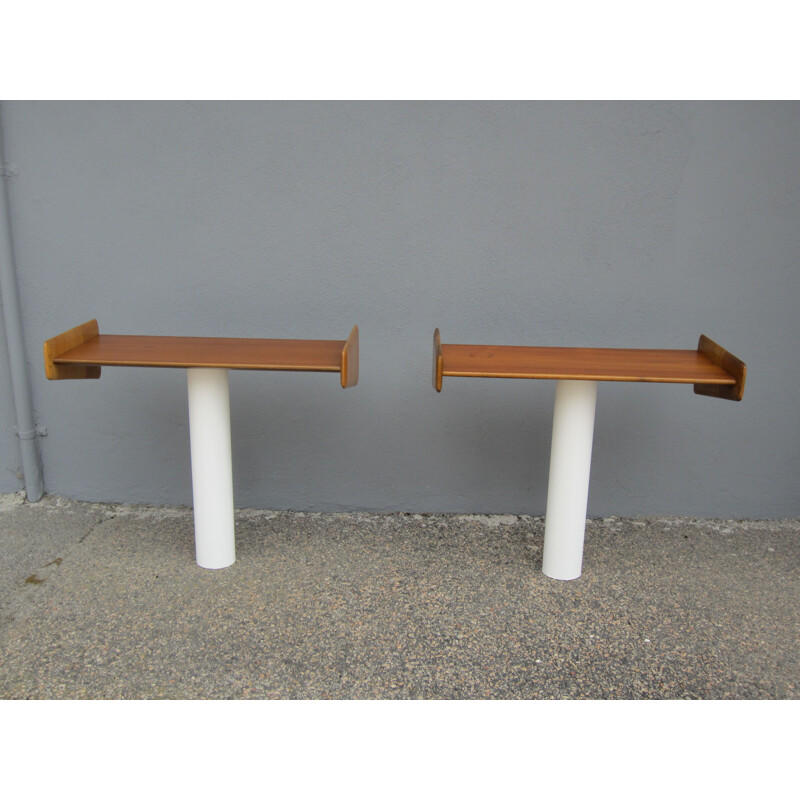 Pair of vintage bedside wall shelves Scandinavian