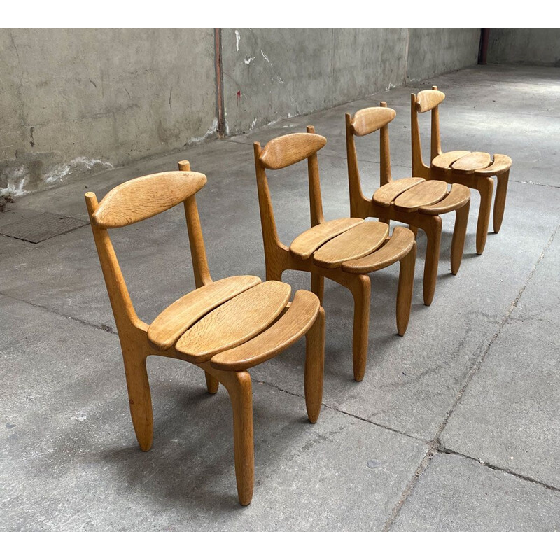 Set of 4 vintage oak chairs Guillerme &Chambron Chairs Thierry