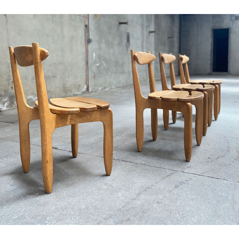 Set of 4 vintage oak chairs Guillerme &Chambron Chairs Thierry