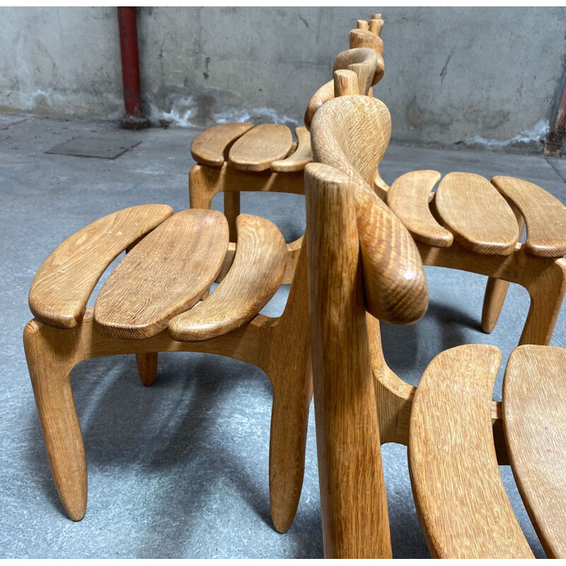 Set of 4 vintage oak chairs Guillerme &Chambron Chairs Thierry