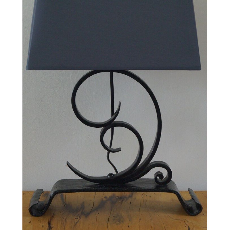 Vintage brutalist iron lamp 1950