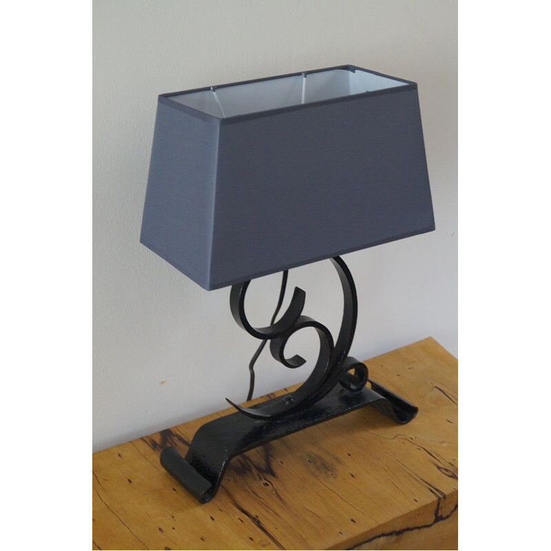 Vintage brutalist iron lamp 1950