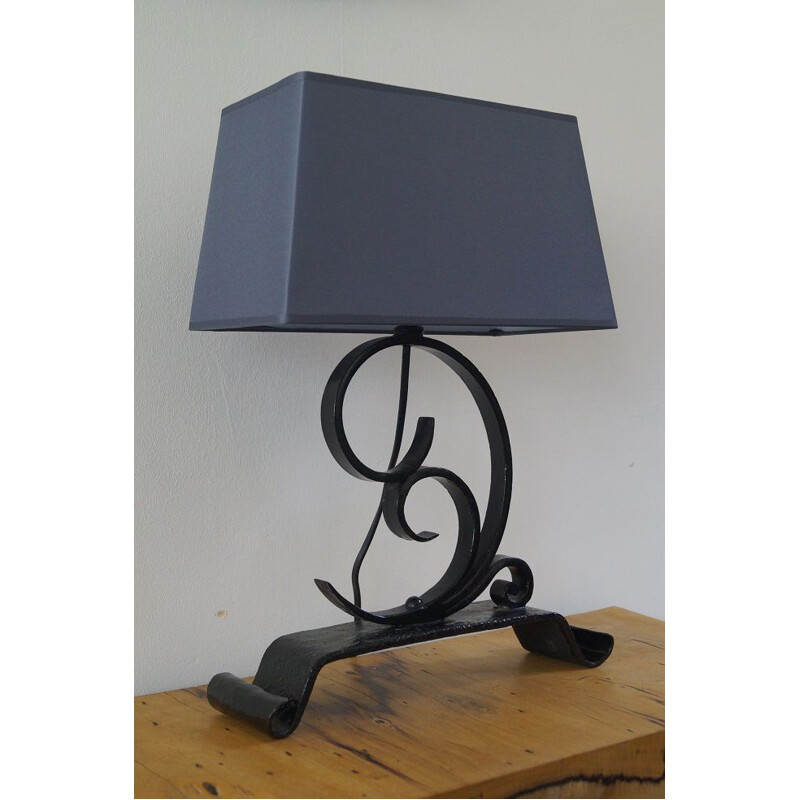 Vintage brutalist iron lamp 1950