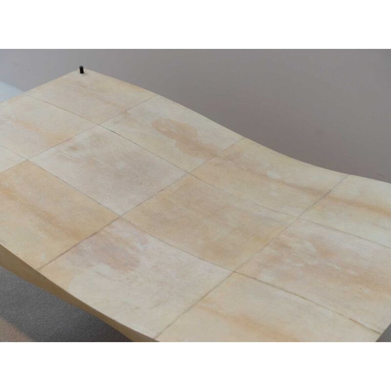 Vintage coffee table covered with parchment, R&Y Augousti, 1980