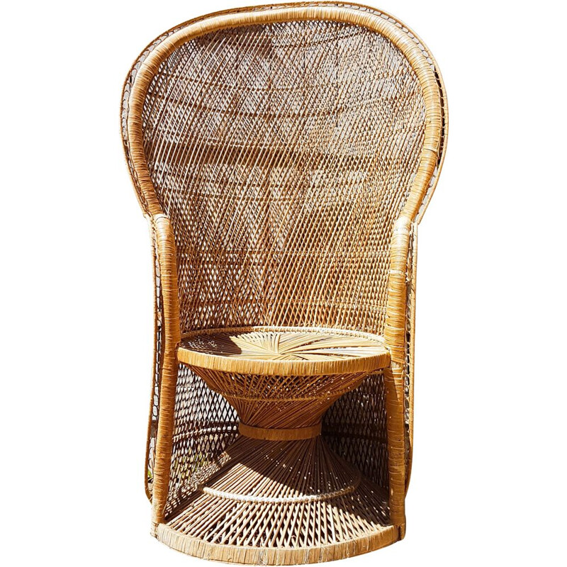 Vintage Emmanuelle rattan armchair, 1960