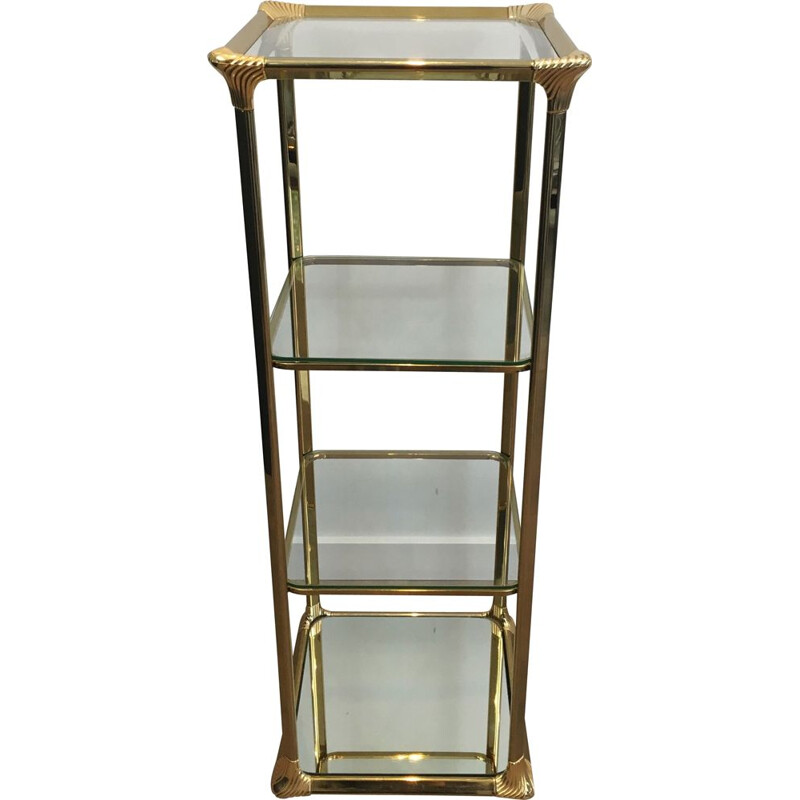 Vintage gold-plated Hollywood Regency 3-tier shelf, 1970