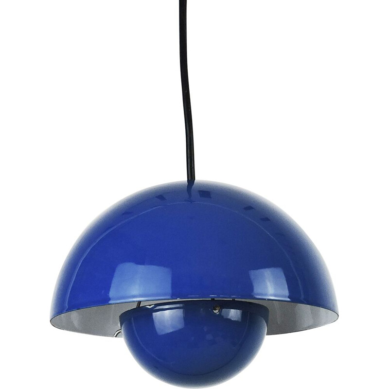 Vintage-Hängeleuchte in Form eines blauen Blumentopfes von Verner Panton für Louis Poulsen, 1960