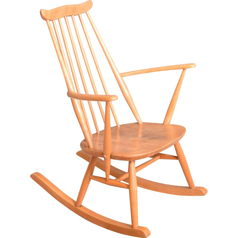 Vintage Ercol 435 Goldsmiths Rocking Chair Blonde Elm 1965