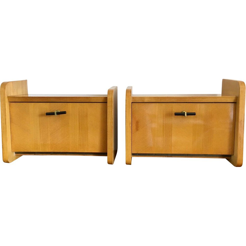 Pair of  vintage wall bedside tables 1950's