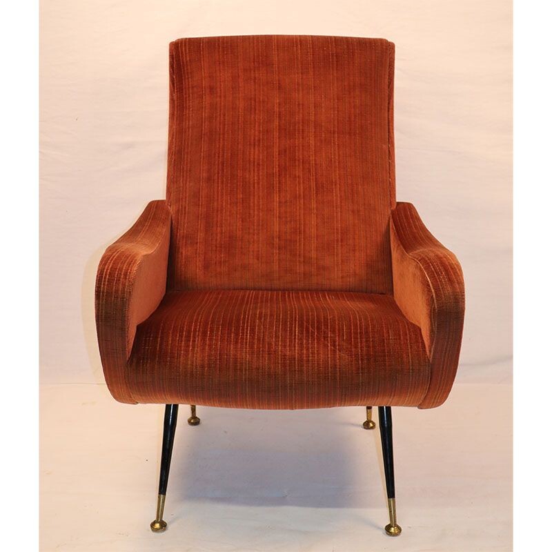 Vintage velvet armchair Italian 1950