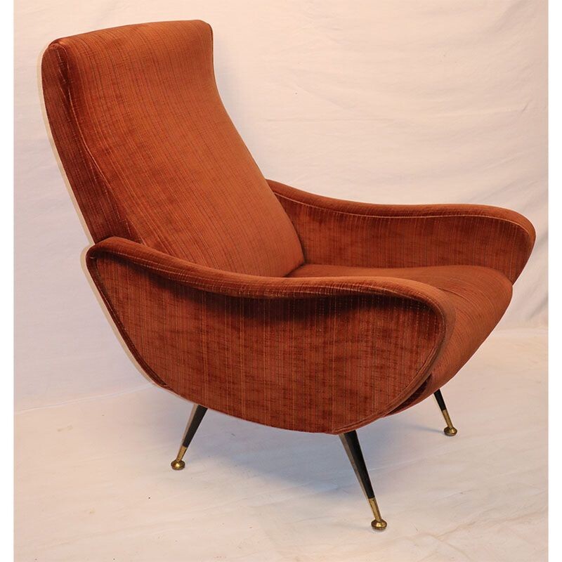 Vintage velvet armchair Italian 1950