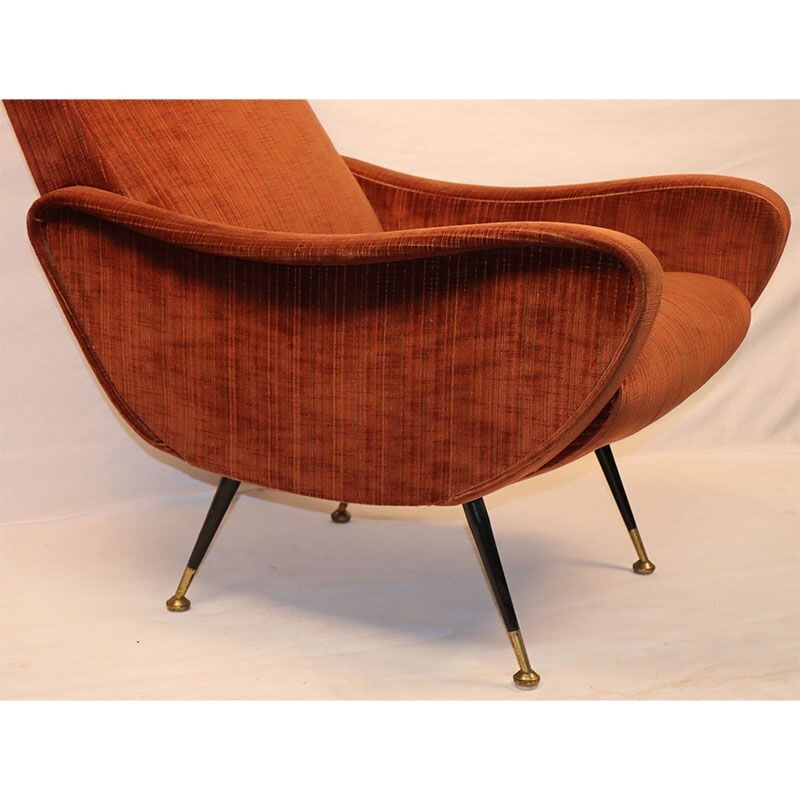 Vintage velvet armchair Italian 1950