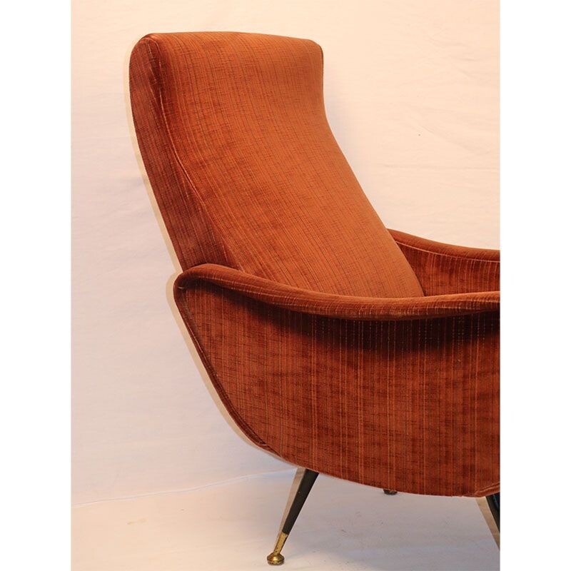 Vintage velvet armchair Italian 1950