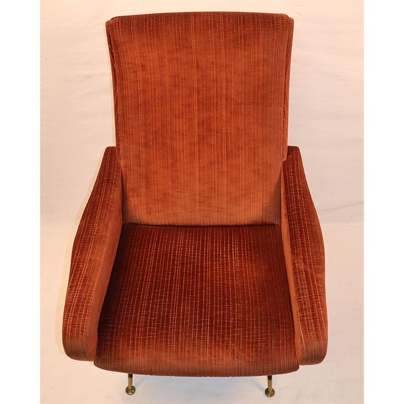 Vintage velvet armchair Italian 1950