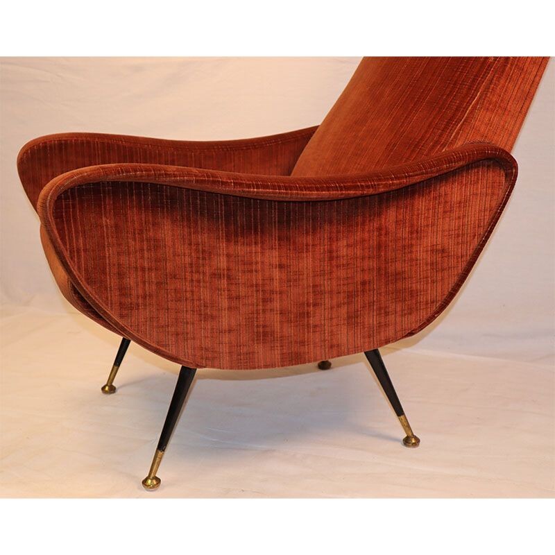 Vintage velvet armchair Italian 1950