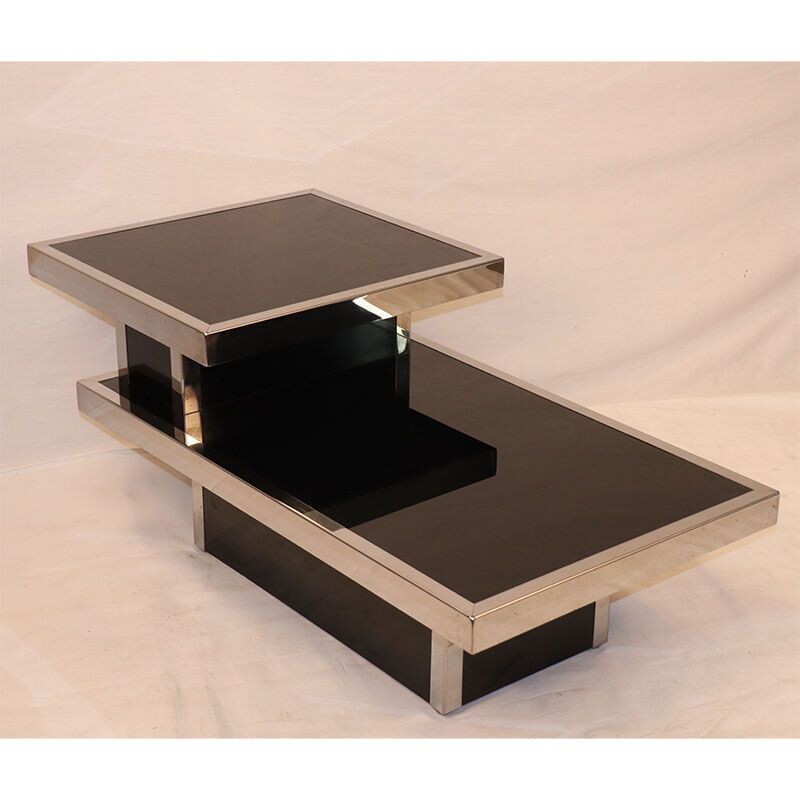 Vintage black lacquered wood coffee table 1970