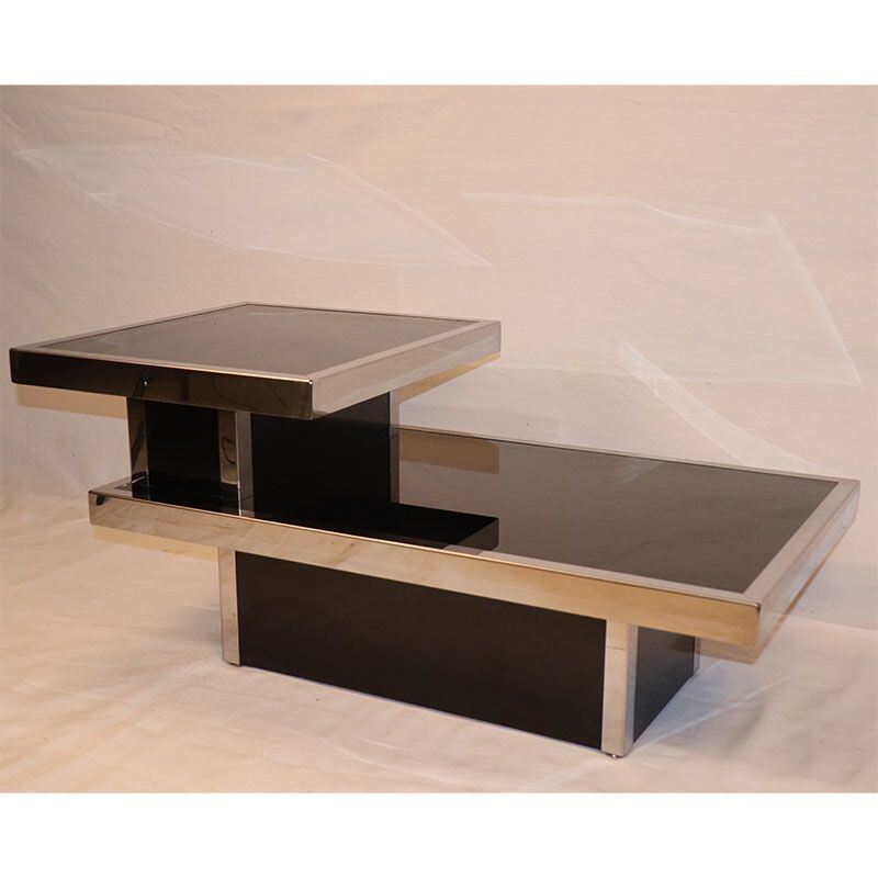 Vintage black lacquered wood coffee table 1970