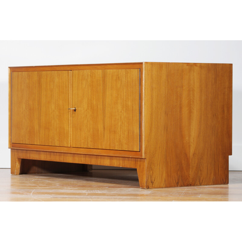 Small walnut and teak sideboard with key - 1950s
