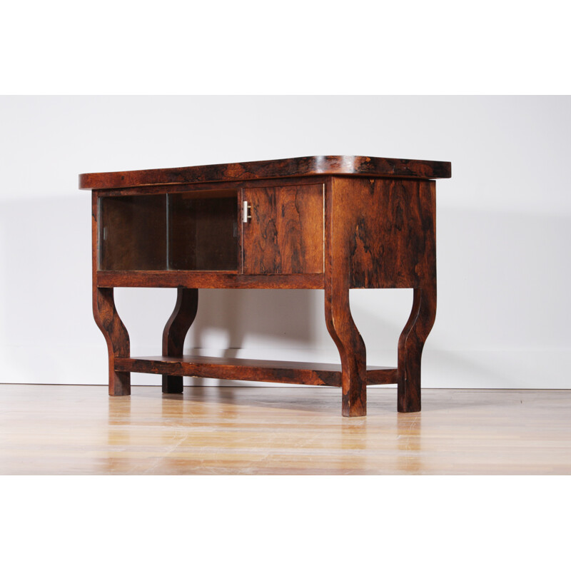 Side cabinet in cashew tree veneer - 1930s