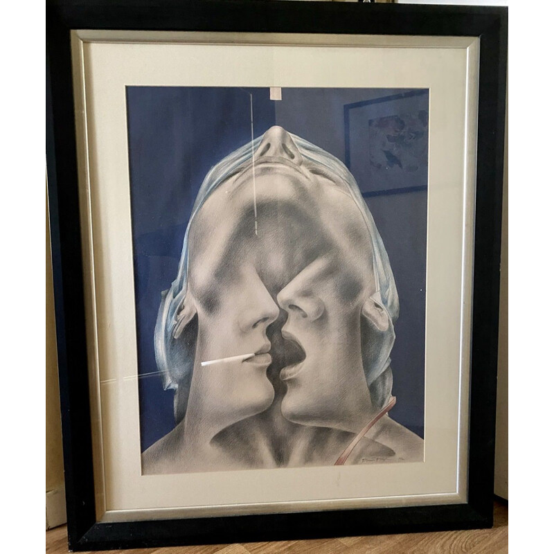 Vintage drawing by Dimitrije Popovic for charcoal, 1997