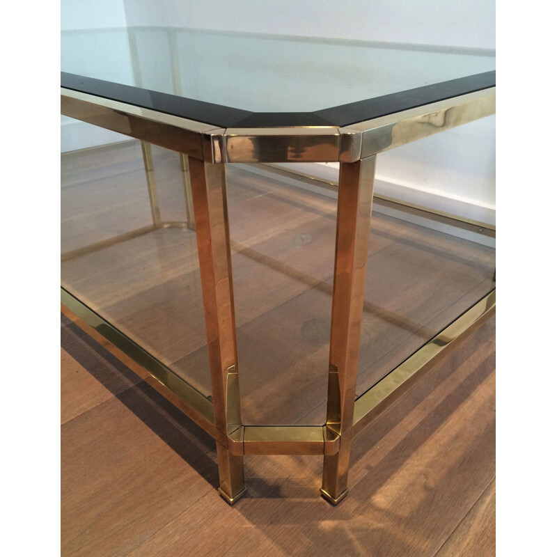 Vintage Octagonal Brass Coffee Table 1970